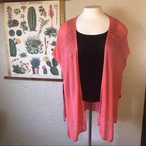 Coral Knit Cover Up/ Swing Sweater